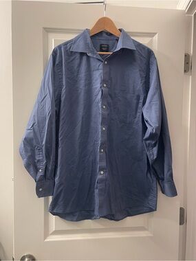 Arrow Men's Blue Long-Sleeve Button-Up Dress Shirt